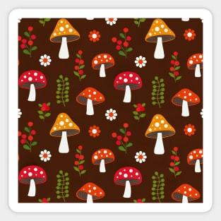 Mushroom pattern with flowers and berries Sticker